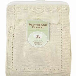 TL CARE Sweater Knit Blanket Organic Cotton Baby Stroller Nursing Cream Ivory
